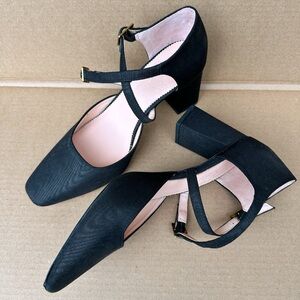 J. Crew Black Block Heel Cross Strap